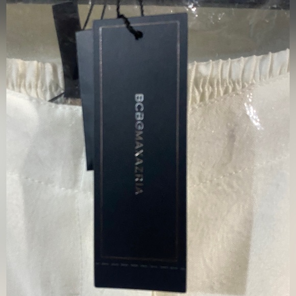 BCBGMAXAZRIA CLASSIC OFF WHITE LINEN PANTS SIZE MEDIUM ((TALL) - Picture 3 of 9